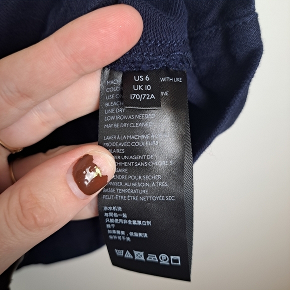 Pilcro Anthropologie Navy Blue Mina A-line Belted Minimalist Mini Skirt Size 6 - Picture 7 of 9